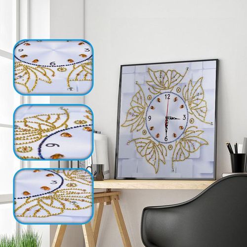 Creative Rose Peacock Butterfly Wall Clock Diamond Painting Cross Stitch Diy Diamonds Embroidery Mosaic Wall Art Home Decoration