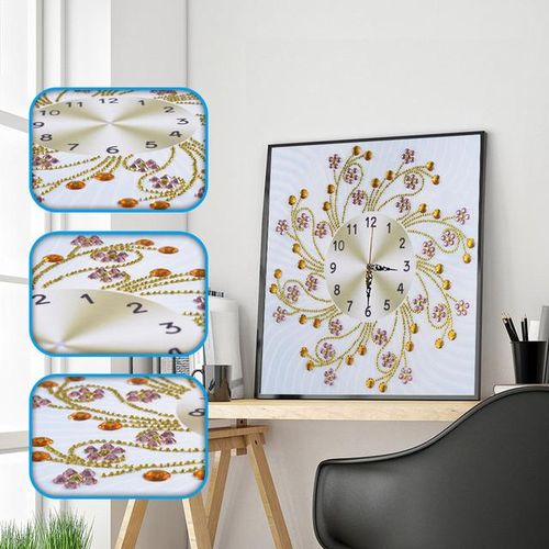 Creative Rose Peacock Butterfly Wall Clock Diamond Painting Cross Stitch Diy Diamonds Embroidery Mosaic Wall Art Home Decoration
