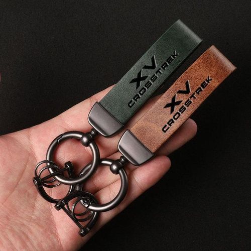 Luxury Genuine Keychain Car Key Ring Holder Jewelry Custom Gift For Subaru XV Car Accessories-Coffee_GRAY
