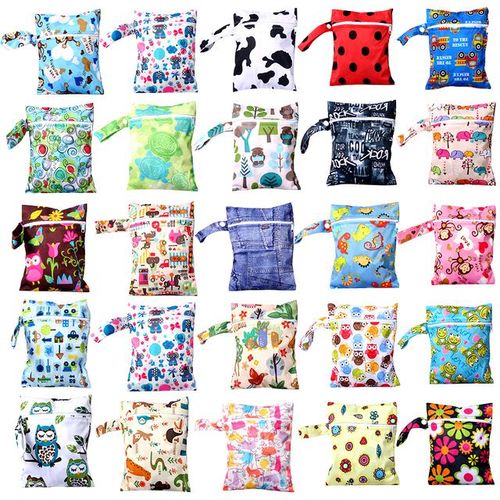 16x20cm Cloth Diaper Wet Dry Bags Waterproof Reusable with Zippered Pockets Travel Beach Pool Yoga Gym Mini Size Bag Baby