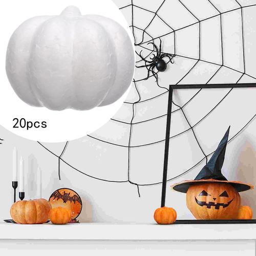 20Pcs White Foam Pumpkins Embellishing And Displaying