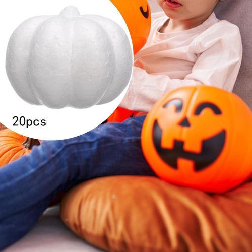 20Pcs White Foam Pumpkins Embellishing And Displaying