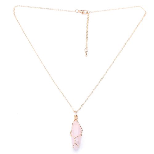 Gemstone Natural Crystal Quartz Healing Point Chakra Pendant for Necklace pink crystal