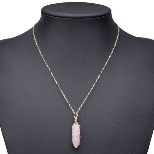 Gemstone Natural Crystal Quartz Healing Point Chakra Pendant for Necklace pink crystal