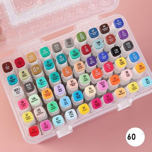 60 Color Permanent Markers Alcohol Ink Cartoon Drawing Pen Markers Brush Dual Tips Professional Drawing Marker Set Art Design