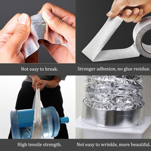 915 Generation Glass Fiber Cloth Aluminum Foil Tape 59Mil Thick High Temperature Insulation Adhesive Metal Duct Tape1 Pack