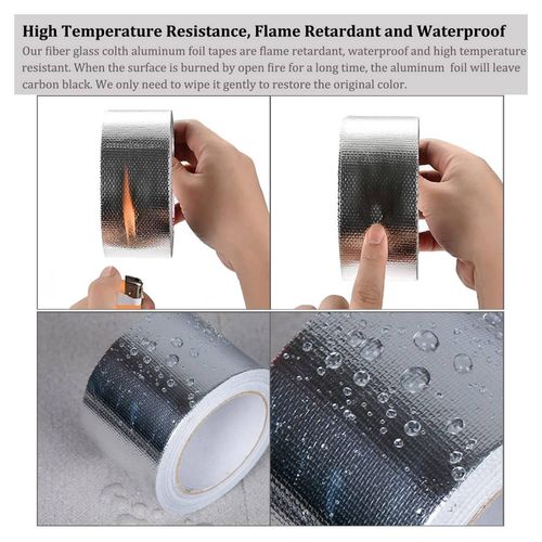 915 Generation Glass Fiber Cloth Aluminum Foil Tape 59Mil Thick High Temperature Insulation Adhesive Metal Duct Tape1 Pack