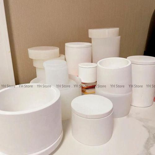 Concrete Candle Jar Silicone Mold Flowerpot Cement Mold Storage Box Planters Pot Candle Cup Silicone Molds For Resin