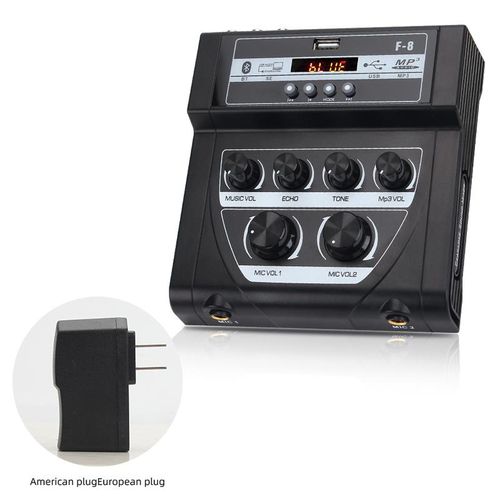mini mixer karaoke audio outdoor mixer stereo echo dual microphone input amplifier with Bluetooth recording effect mp3