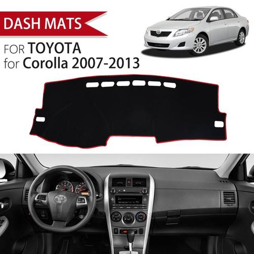 For Toyota Corolla 2007-2013 Car Dashboard Cover Avoid Pad Instrument Platform Cover Mat Carpet Accessories-Black Side RHD_Silver