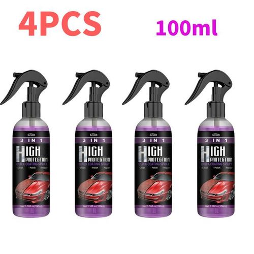 1-5PCS 3 in 1 High Protection Quick Ceramic Coating Nano Spray Car Wash Car Shield Coating Cleaning Nano Polishing Paint Wax-4PCS 100ml_Silver