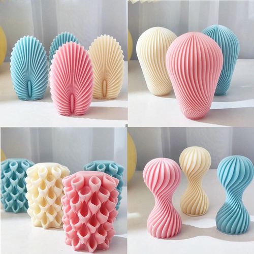 3d Pillar Spiral Silicone Candle Mold Wave Twirl Silicone Mould Wavy Wax Molds Soap Mold Leaf Geometric Candle Mold