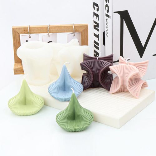 3d Pillar Spiral Silicone Candle Mold Wave Twirl Silicone Mould Wavy Wax Molds Soap Mold Leaf Geometric Candle Mold
