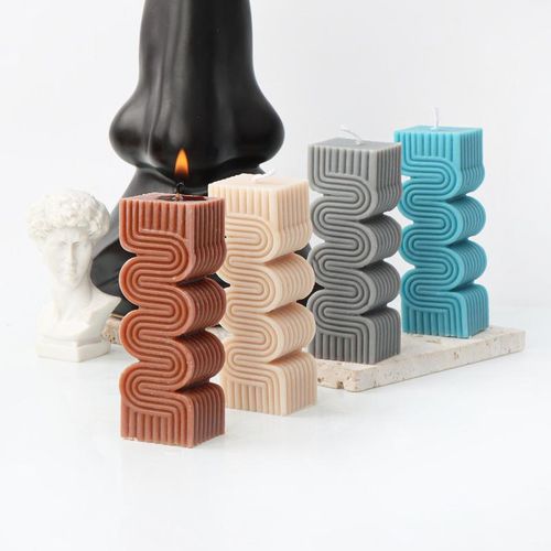 3d Pillar Spiral Silicone Candle Mold Wave Twirl Silicone Mould Wavy Wax Molds Soap Mold Leaf Geometric Candle Mold