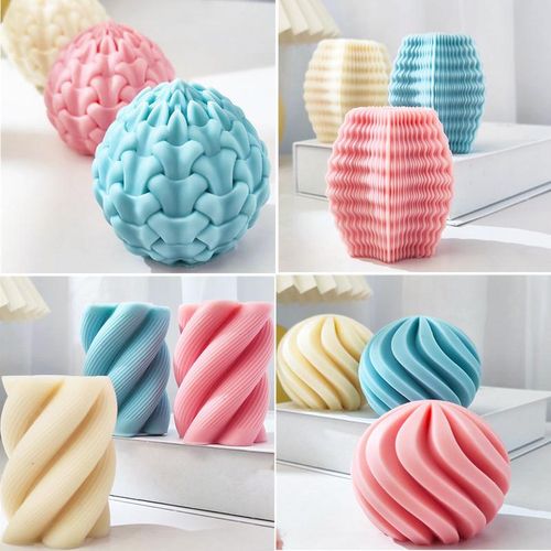 3d Pillar Spiral Silicone Candle Mold Wave Twirl Silicone Mould Wavy Wax Molds Soap Mold Leaf Geometric Candle Mold