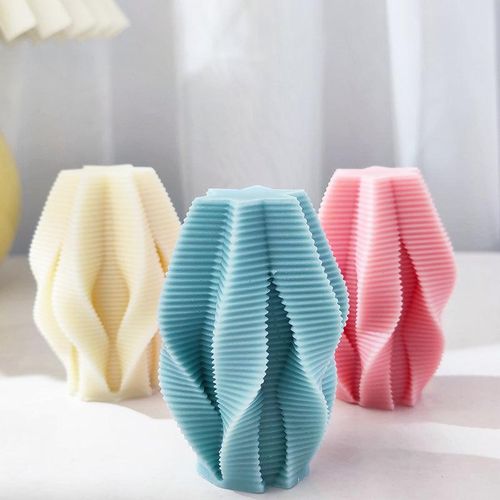 3d Pillar Spiral Silicone Candle Mold Wave Twirl Silicone Mould Wavy Wax Molds Soap Mold Leaf Geometric Candle Mold