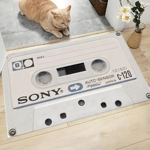 Vintage Cassette Music Tape Floor Mat Graphic Printed Flannel Doormats for Bathroom Kitchen Entrance Carpet Home Decor