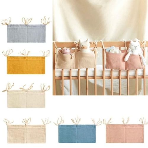Baby Bedside Hanging Bags Milk Bottle Bibs Storage Bag Crib Organizer Bag Baby Diaper Bag Dormitory Bed Organizing Bag