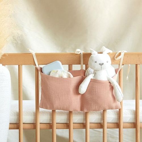 Baby Bedside Hanging Bags Milk Bottle Bibs Storage Bag Crib Organizer Bag Baby Diaper Bag Dormitory Bed Organizing Bag