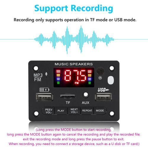 12V Bluetooth 5.0 MP3 Player Decoder Board 2X40W Amplifier FM Module