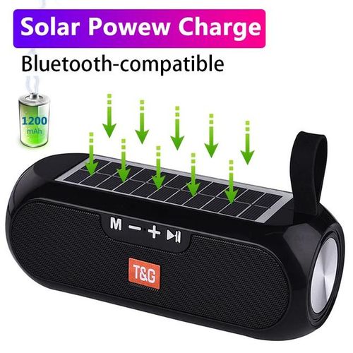 Portable Column Speaker Wireless Bluetooth-Compatible Stereo Music Box Solar Power Bank Boombox Waterproof Usb Aux Fm Radio