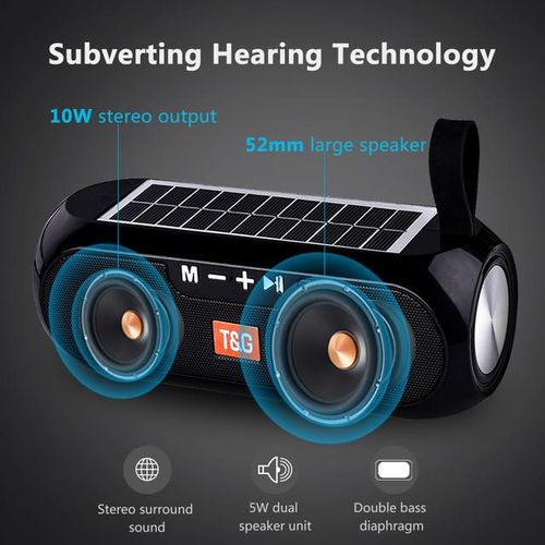 Portable Column Speaker Wireless Bluetooth-Compatible Stereo Music Box Solar Power Bank Boombox Waterproof Usb Aux Fm Radio