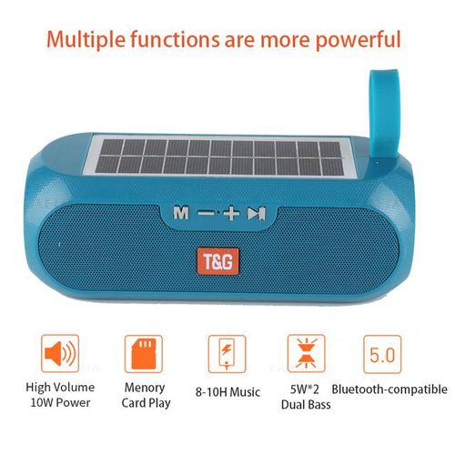 Portable Column Speaker Wireless Bluetooth-Compatible Stereo Music Box Solar Power Bank Boombox Waterproof Usb Aux Fm Radio