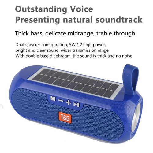 Portable Column Speaker Wireless Bluetooth-Compatible Stereo Music Box Solar Power Bank Boombox Waterproof Usb Aux Fm Radio