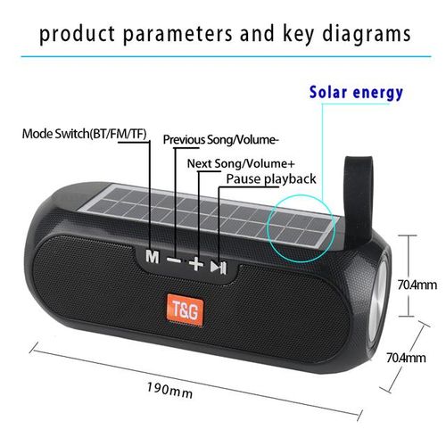 Portable Column Speaker Wireless Bluetooth-Compatible Stereo Music Box Solar Power Bank Boombox Waterproof Usb Aux Fm Radio