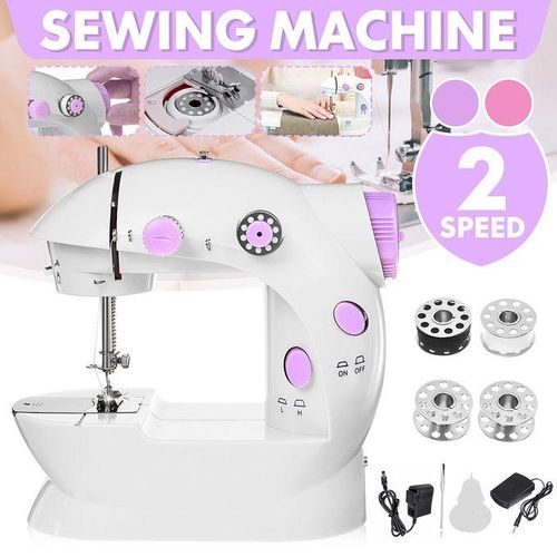 Desktop Electric Sewing Machine 12 Stitches Household Tailor 2 Speed Foot Pedal Purple