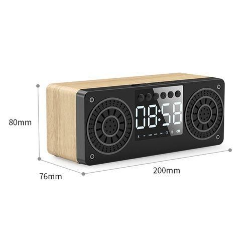 A10 Subwoofer Wooden Clock Bluetooth 5.0 Speaker, Support TF Card  U Disk Play  FM RadioRed