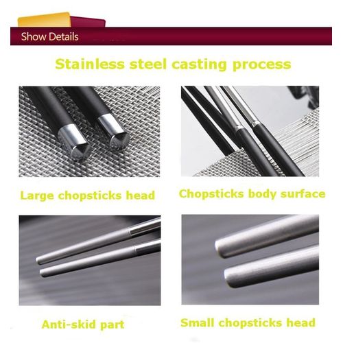 New Arrival 5 Pairs 304 stainless steel Japanese chopsticks set ECO-friendly metal chop sticks Sliver