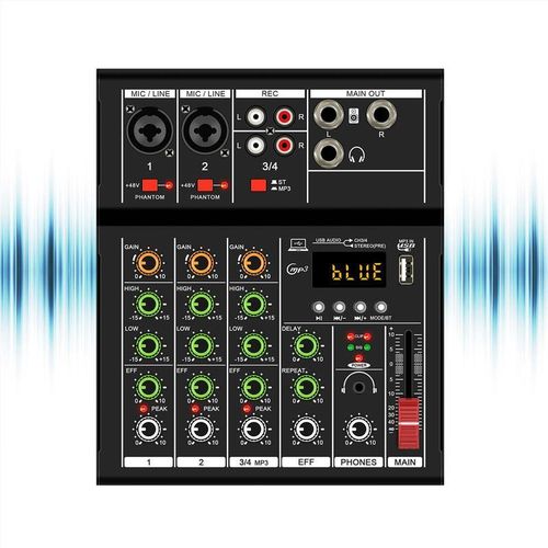 Audio Mixer 4 Channel 48V Power Sounds Board for Recording Live Gigs Karaoke