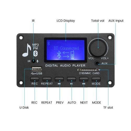 MP3  Board Audio DAC USB Player WMA WAV FLAC APE HiFi Lossless De With LCD Lyrics Display Recording TF FM