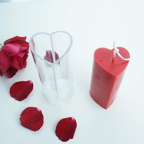 Diy Handmade Candle Mold 3d Heart Shape Columnar Plastic Candle Making Mould Wax Soap Molds Chocolate Cake Decor