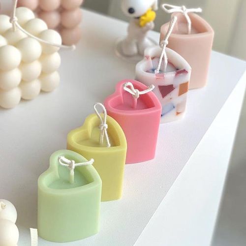 Diy Handmade Candle Mold 3d Heart Shape Columnar Plastic Candle Making Mould Wax Soap Molds Chocolate Cake Decor