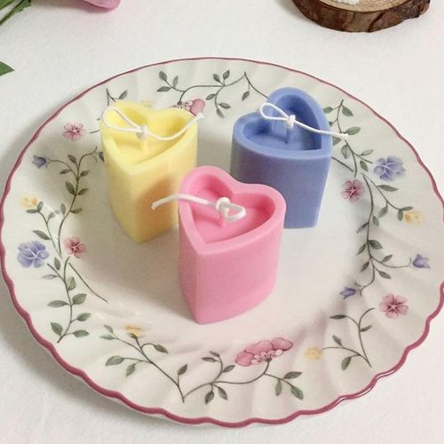 Diy Handmade Candle Mold 3d Heart Shape Columnar Plastic Candle Making Mould Wax Soap Molds Chocolate Cake Decor