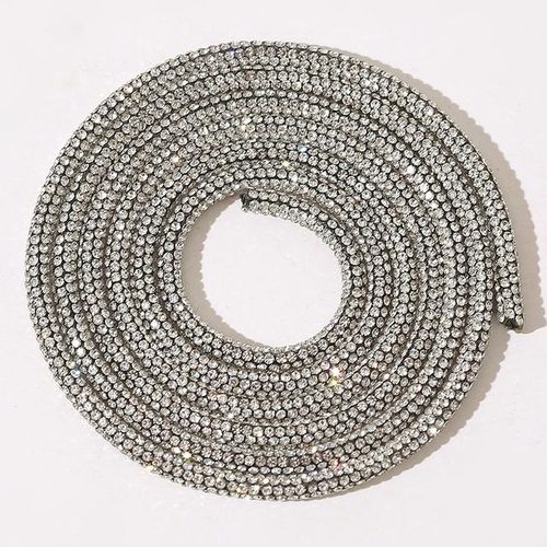 1m Glass Crystal Cord Rhinestone Rope Full Rhinestone Shoelace Bracelet Diy Shoes Bags Decorative For Bridal Dress