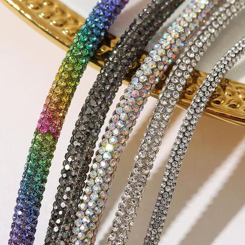 1m Glass Crystal Cord Rhinestone Rope Full Rhinestone Shoelace Bracelet Diy Shoes Bags Decorative For Bridal Dress