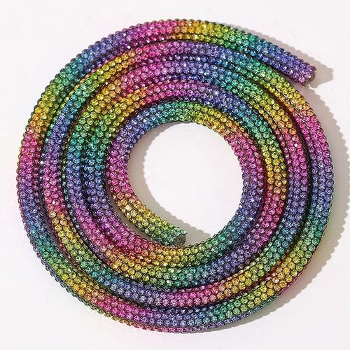 1m Glass Crystal Cord Rhinestone Rope Full Rhinestone Shoelace Bracelet Diy Shoes Bags Decorative For Bridal Dress