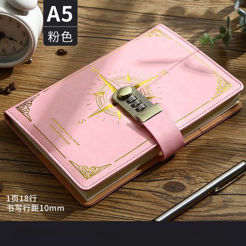 A5 128 Pages Retro Password Book With Lock Diary