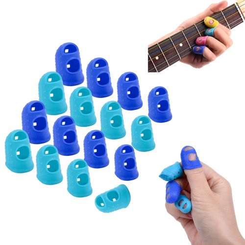 16pcs Thimbles Fingers Tip Guitar Silicone Thimble Finger Protectors For Sorting Paper/hand Sewing/counting Money/playing Guitar
