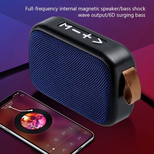 Wireless Mini Bluetooth Speaker Fabric Card Insertion 3D Stereo Sound Player For Outdoor Use - Blue