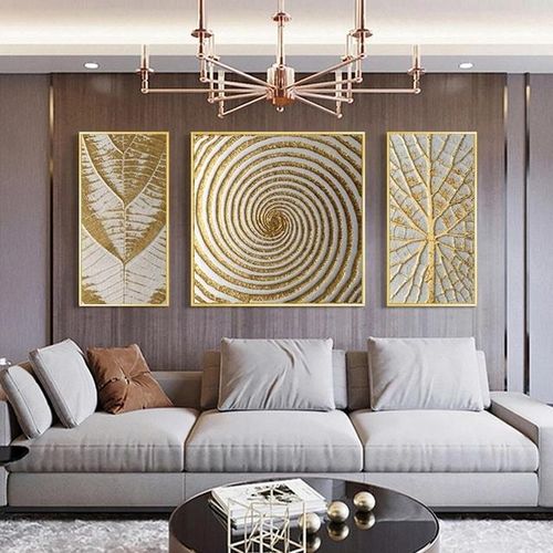 3 Pieces Set Luxury Abstract Golden Painting Cross Stitch Diamond Mosaic Wall Art Gold Foil For Living Room Home Decor Cuadros