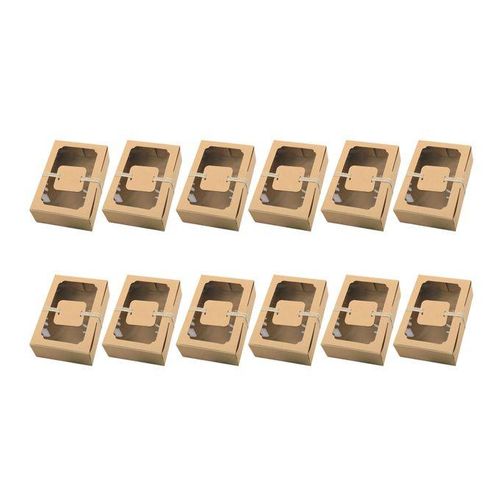 Kraft Paper Gift Box Cake Package Clear PVC Window Candy Brown