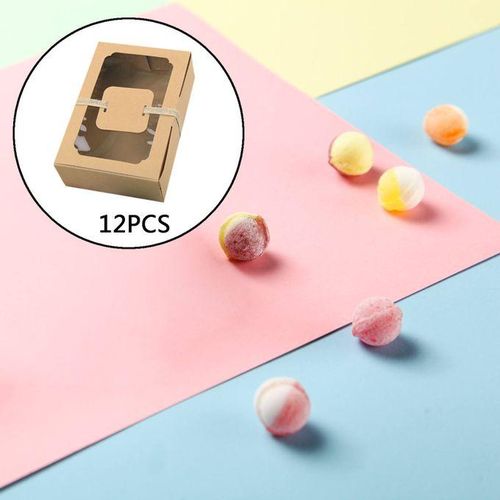 Kraft Paper Gift Box Cake Package Clear PVC Window Candy Brown