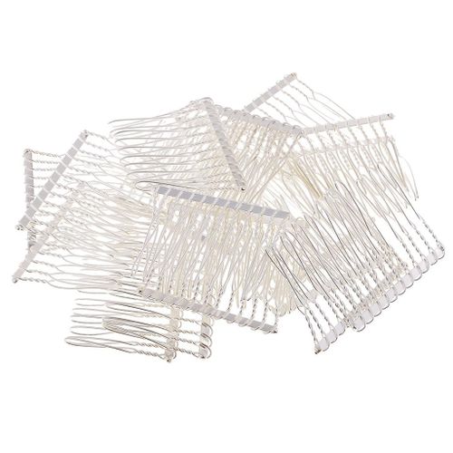 20 Metal Hair Combs Clips 12 Teeth Fit DIY Wedding Bridal Veil Silver