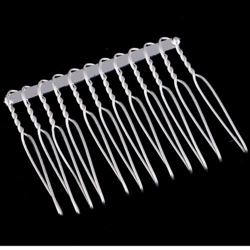 20 Metal Hair Combs Clips 12 Teeth Fit DIY Wedding Bridal Veil Silver