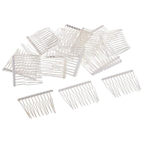 20 Metal Hair Combs Clips 12 Teeth Fit DIY Wedding Bridal Veil Silver