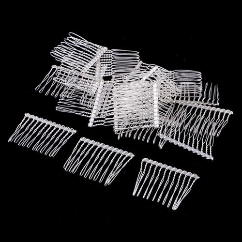 20 Metal Hair Combs Clips 12 Teeth Fit DIY Wedding Bridal Veil Silver